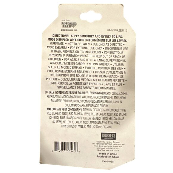 Lotta Luv Hersheys Syrup Strawberry Flavored Lip Balm 0.14 Oz @2011 Collectible - Picture 2 of 2